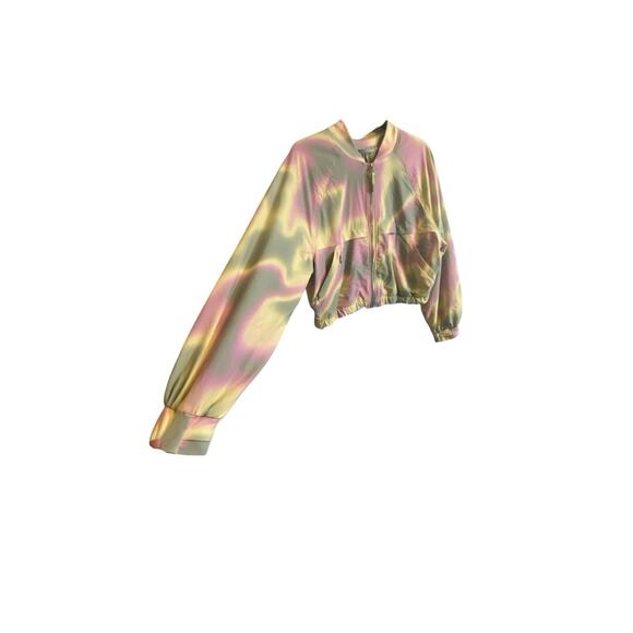 Athleta Girl Gap Collab Lily Pond Yellow Lined Bomber jacket size XXL 16, zip - Picture 7 of 16